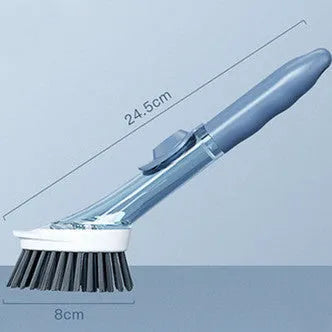 2 in 1 long handle cleaning brush with removable brush head and sponge for kitchen use