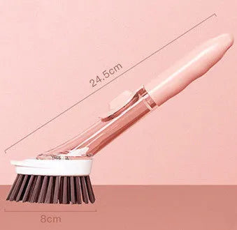 2 in 1 long handle cleaning brush with removable brush head and sponge for kitchen use