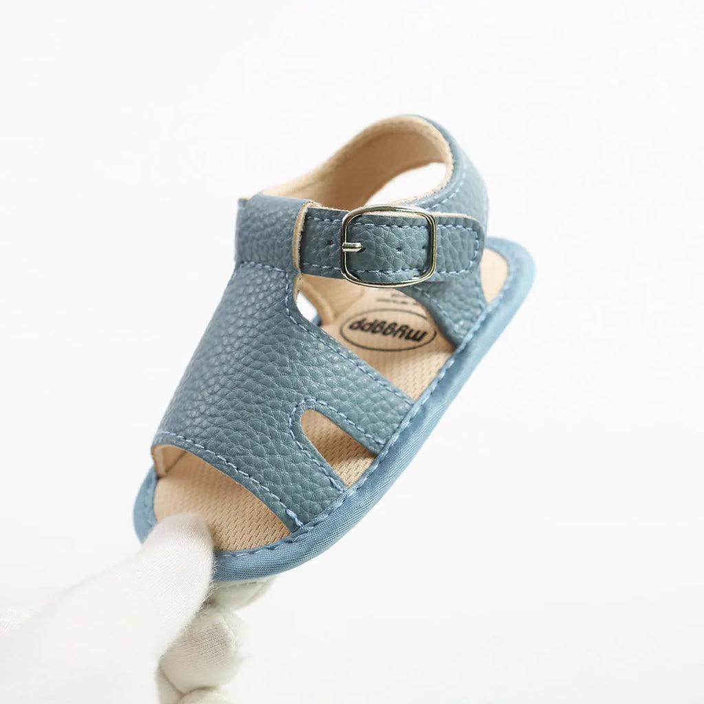 Summer baby sandals toddler shoes synthetic leather non-slip sole plain design available in multiple colours