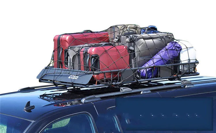 Black rope roof net for off-road vehicle cargo restraint, 1.2m x 0.9m