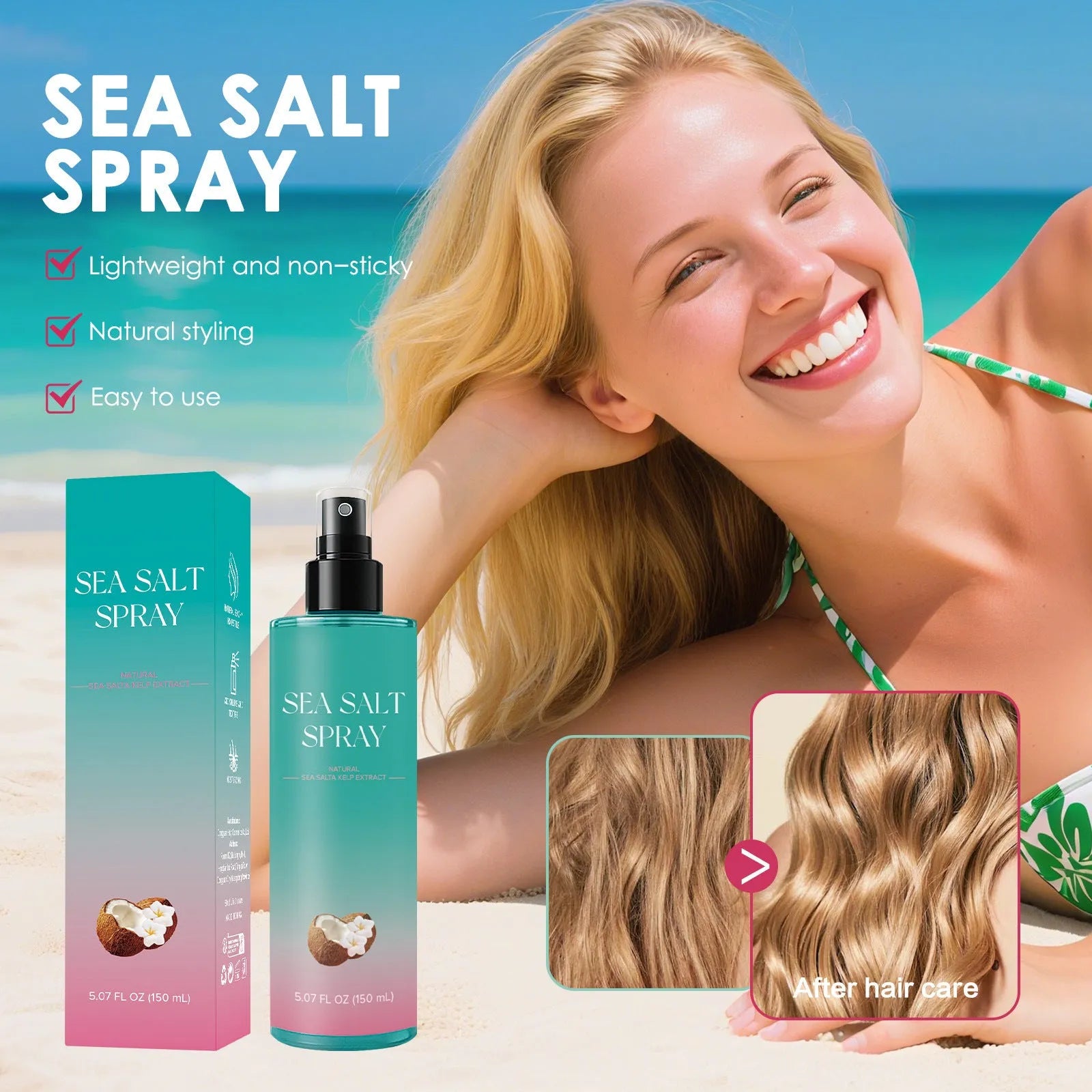 150ml bottle of deep moisturising hair spray for soothing scalp and improving frizzy hair.