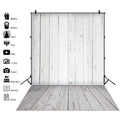 Christmas Day scene photography background board with wood grain plank design in colour option A (m-1033), size 150x210cm, laid flat on a studio floor