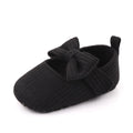 Bowknot woolen knit baby shoes in moccasin style with Velcro fastening, available in pink