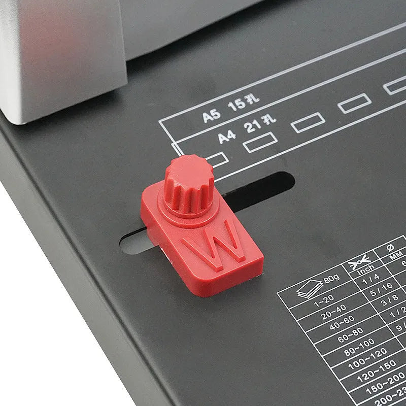 White manual A4 binding machine with comb binding mechanism and punching handle