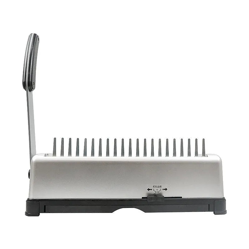 White manual A4 binding machine with comb binding mechanism and punching handle