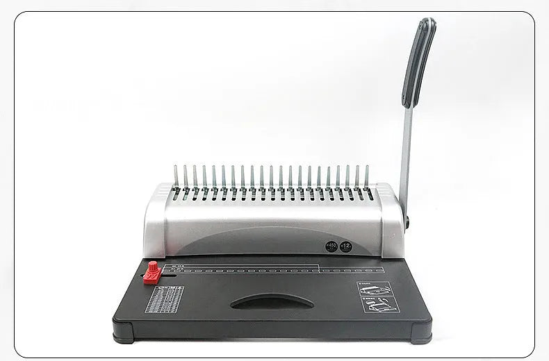 White manual A4 binding machine with comb binding mechanism and punching handle