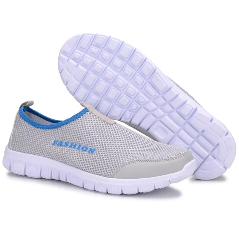 Breathable mesh lace-up sports casual shoes in black, side view, with composite sole and grid pattern