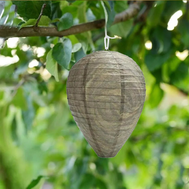 Collapsible beehive paper lantern with internal wire frame, shown in photo print colour at 22cm diameter by 28cm height.