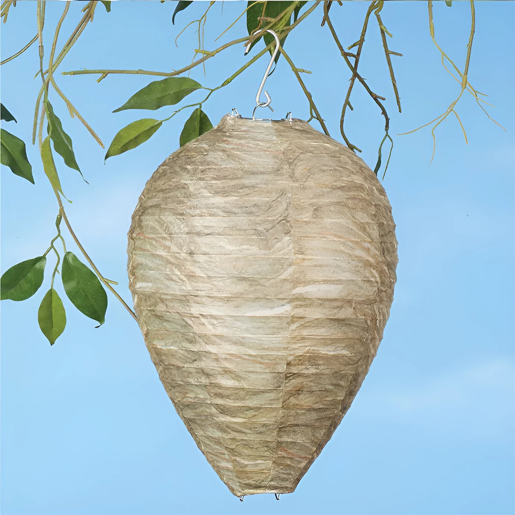Collapsible beehive paper lantern with internal wire frame, shown in photo print colour at 22cm diameter by 28cm height.