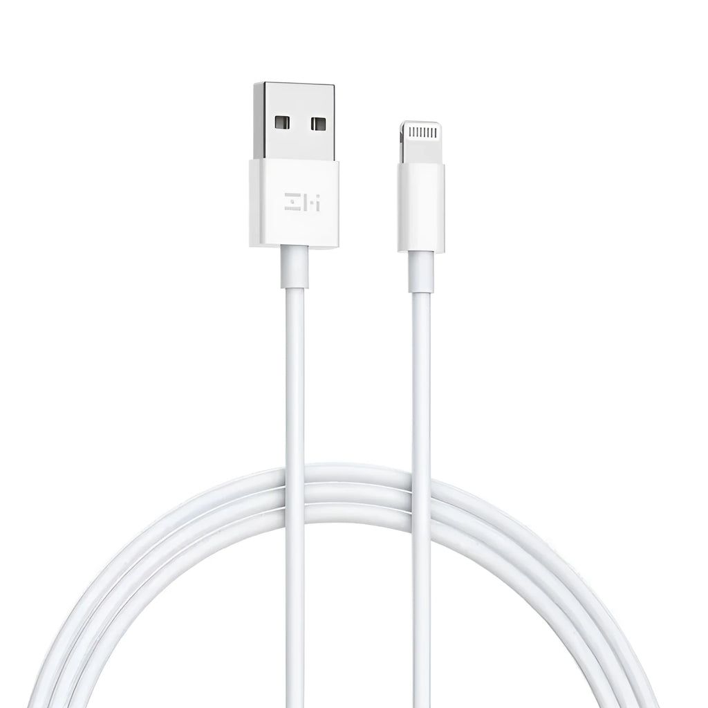 White MFI certified Lightning cable with USB and 8PIN connectors, 1 metre length