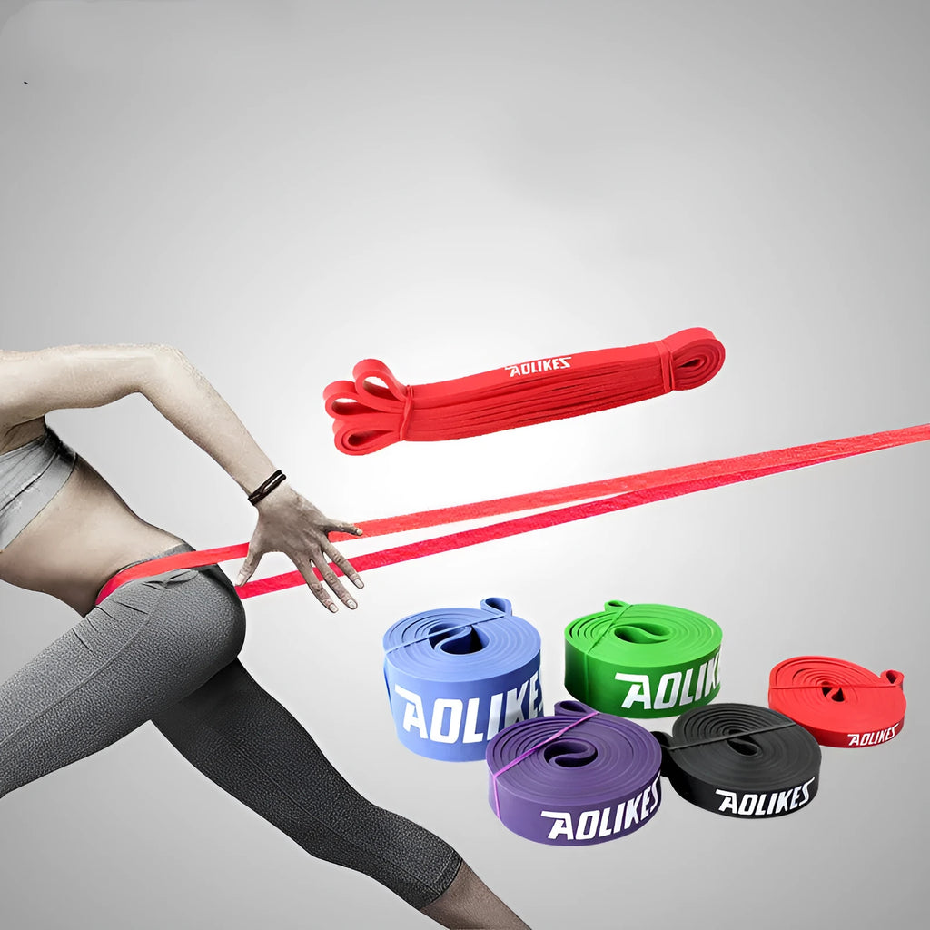 Natural latex resistance band 2080mm length five colours black blue green purple red fitness yoga