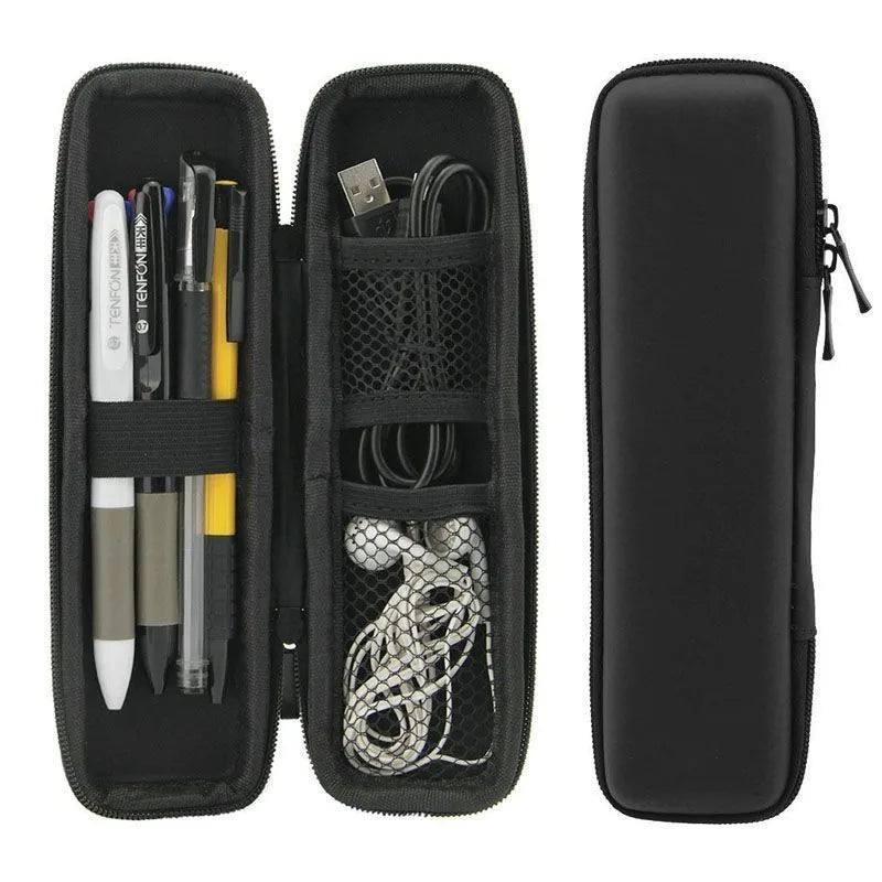 Black multifunctional stationery box storage bag in square shape with solid colour finish, composite material, available in multiple sizes.
