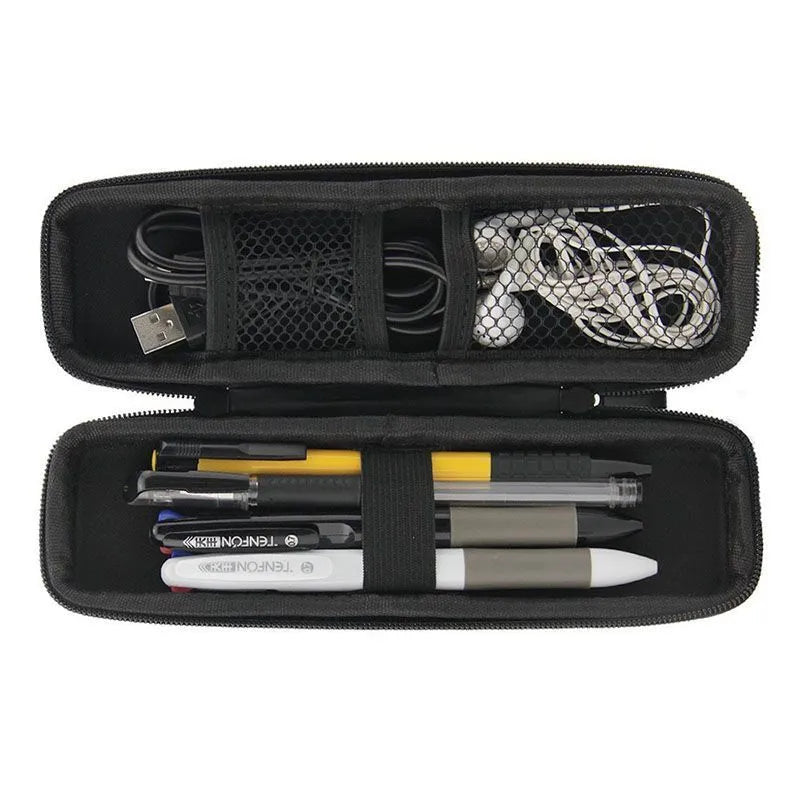 Black multifunctional stationery box storage bag in square shape with solid colour finish, composite material, available in multiple sizes.