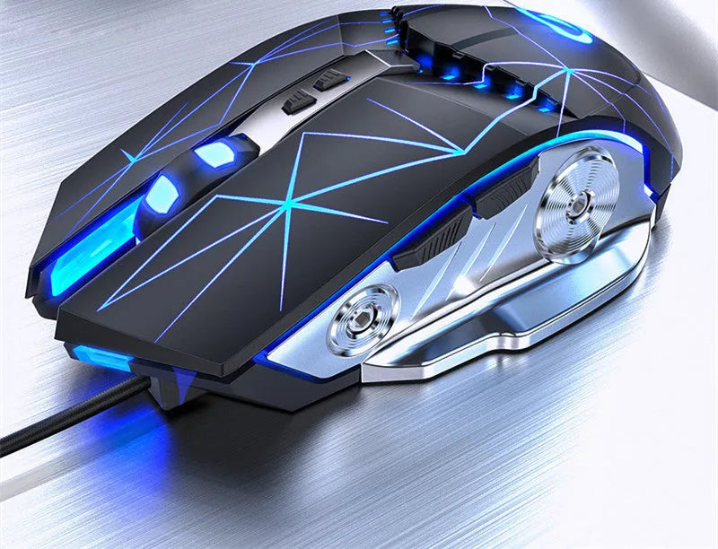 Silver Eagle G3Pro wired gaming mouse in black, side view showing seven buttons and four-way scroll wheel