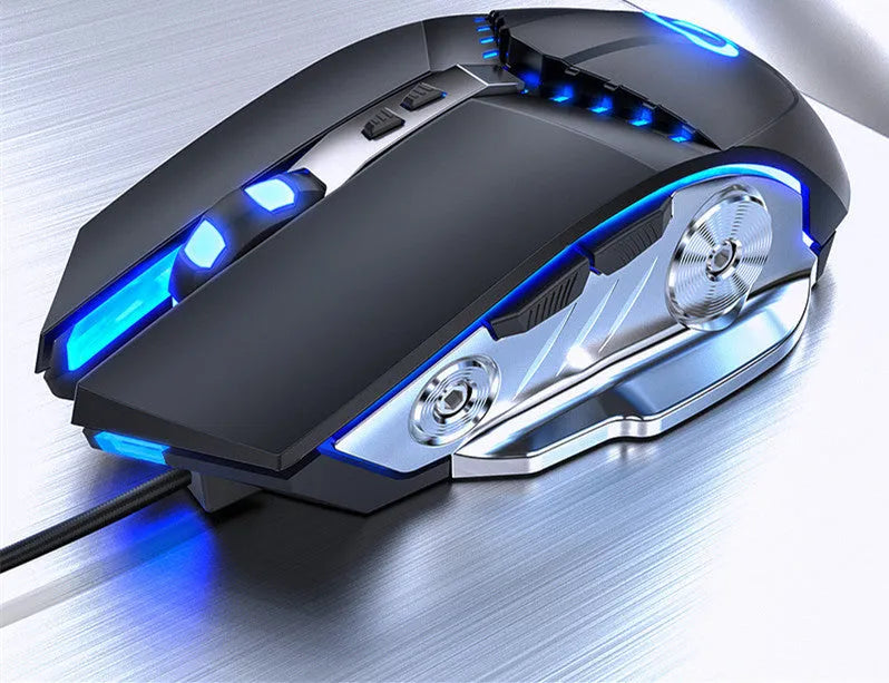 Silver Eagle G3Pro wired gaming mouse in black, side view showing seven buttons and four-way scroll wheel