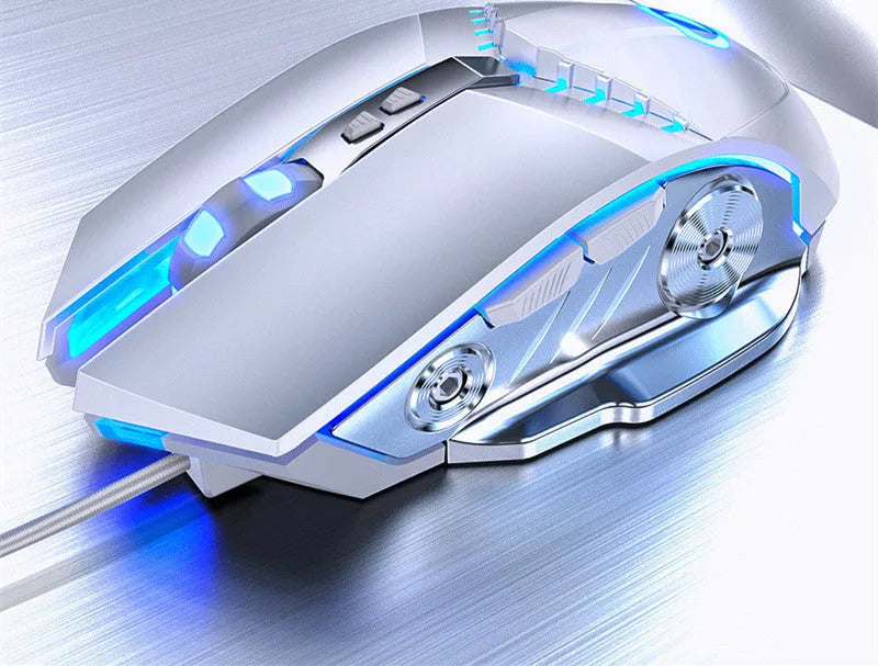 Silver Eagle G3Pro wired gaming mouse in black, side view showing seven buttons and four-way scroll wheel