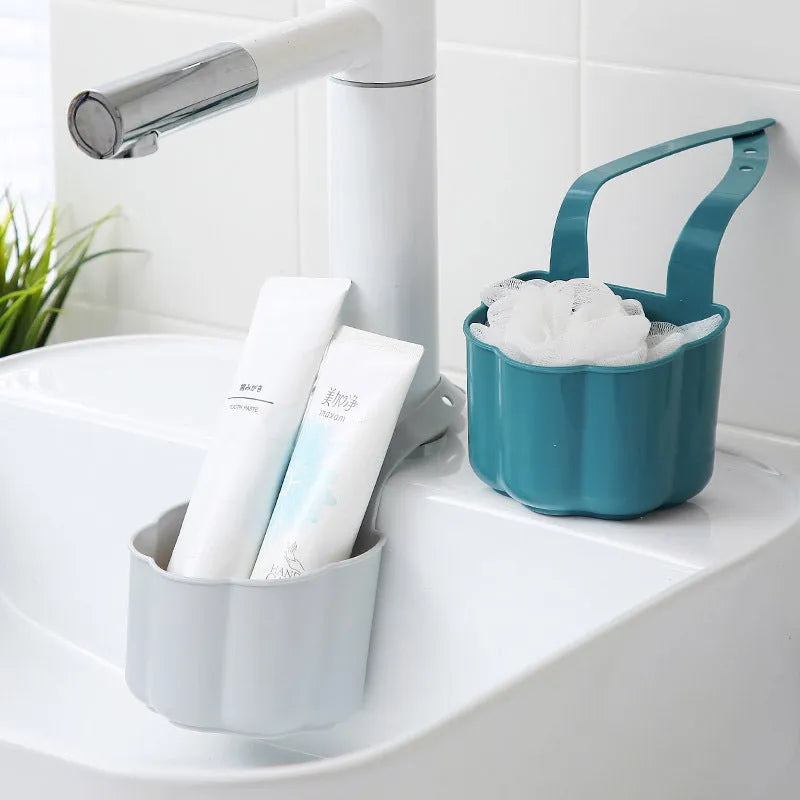 Nordic style plastic sink drain basket in dark blue with removable basket section