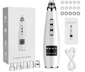 Black electric blackhead suction instrument, 173x44x40mm, 133g, with USB charging and five gears.