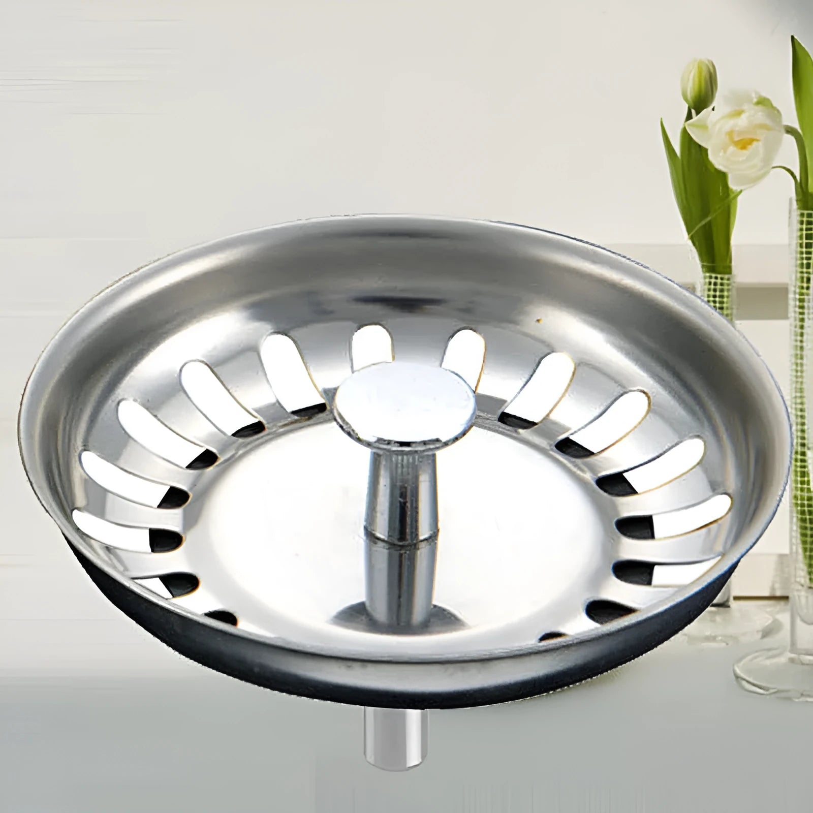 Silver stainless steel kitchen sink water umbrella splash guard for 79.3mm drain opening