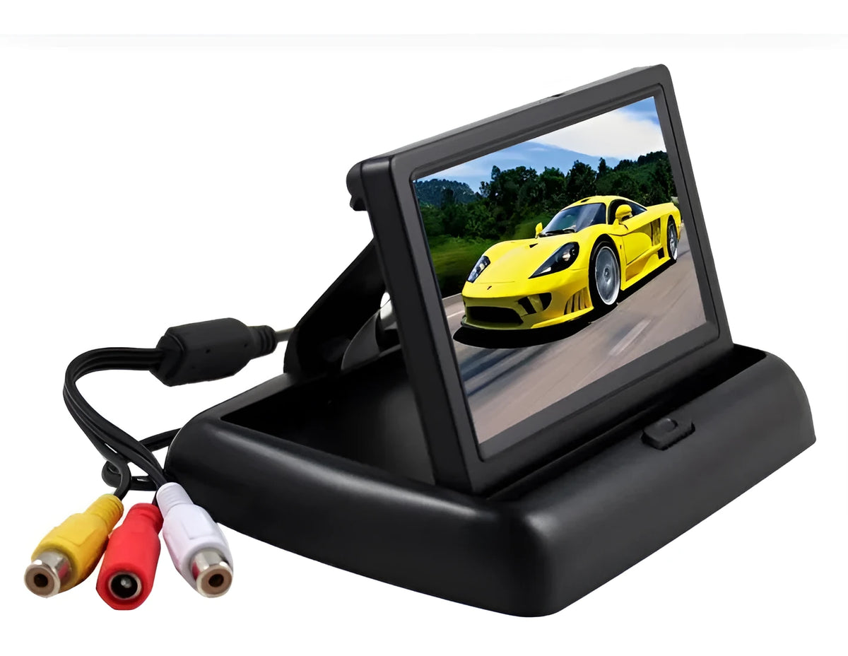 Car baby rearview mirror observation system with 4.3 inch folding display, HD camera and black plastic shell