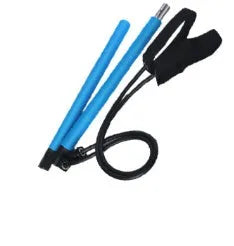 Multifunctional Pilates bar with stainless steel tube and NBR foam grip, available in purple, blue and rose red.