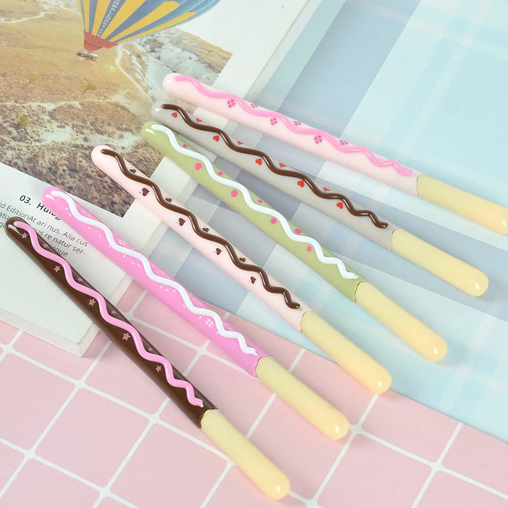 Zhongfan soft gel chocolate stick gel pen set with five fragrant 0.5mm needle point pens in chocolate bar designs