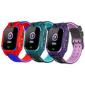 Z6 Q19 children's smart phone watch in green, purple, or red on a wrist, showing the 1.44-inch colour touch screen.