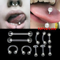 10 piece acrylic body piercing combination set white unisex including tongue nails eyebrow nails lip nails nasal ring ear bone nails