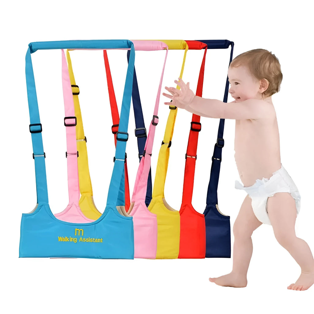 Baby walk learning belt in navy blue cotton for toddler walking support with ventilation holes