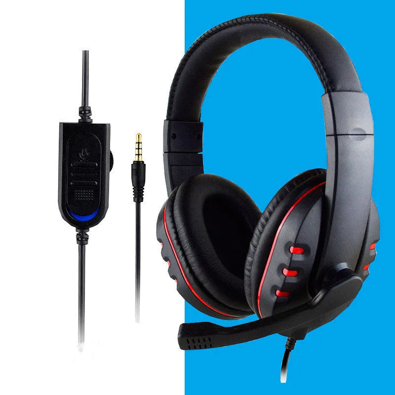 PlayStation 4 wired gaming headset PS4-488 with leather ear cushions and 3.5mm cable in blue