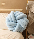 Decorative cushion with knotted ball design in plush velvet, 35x35cm, available in multiple colours for sofa or office use