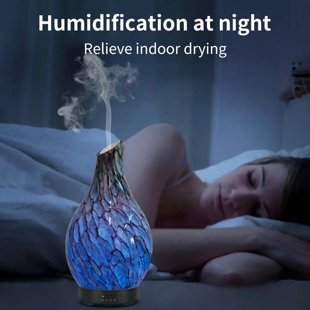 Blue cobblestone vase-style aroma diffuser with essential oil, for rooms 31-40 square metres