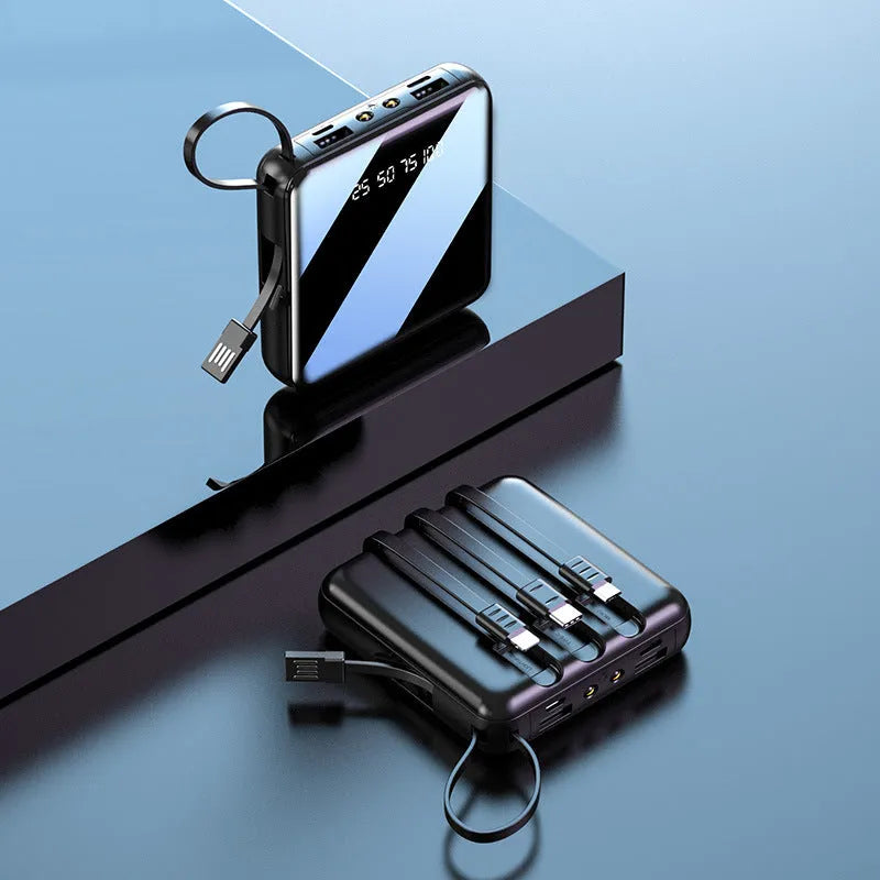 Four-line digital display power bank, 84*87*28mm, black blue red, 10000mA or 20000mA, multi-U port output