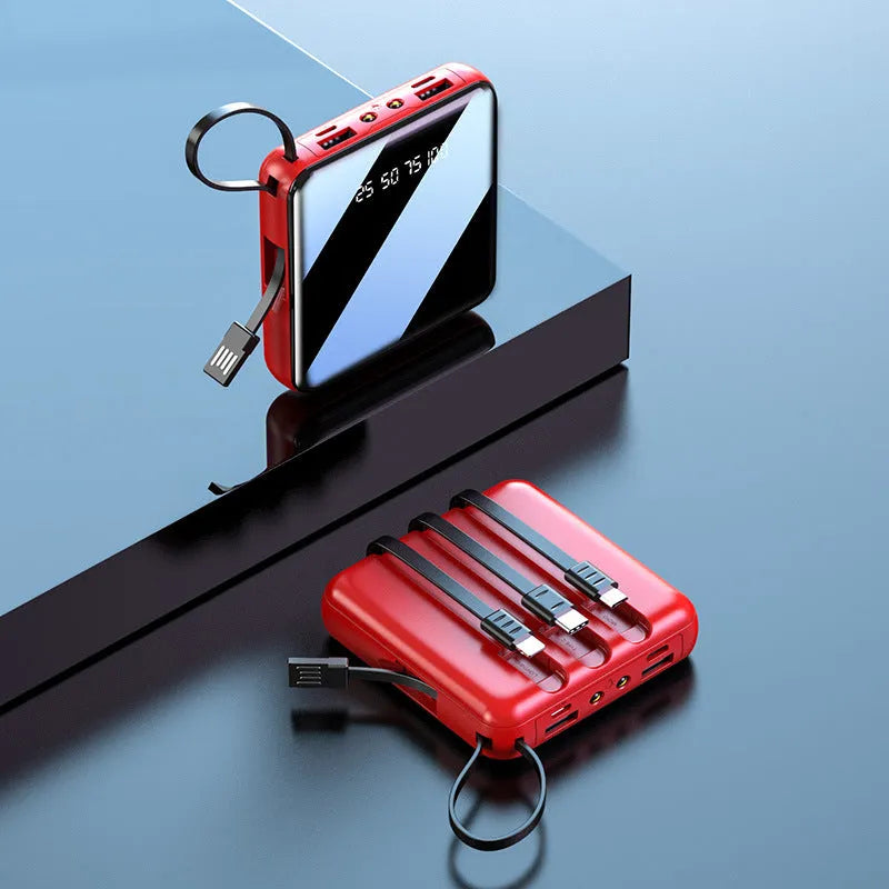 Four-line digital display power bank, 84*87*28mm, black blue red, 10000mA or 20000mA, multi-U port output