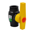 All-plastic steel core ball valve globe valve shown in a selection of available colours including red, blue, and silver.