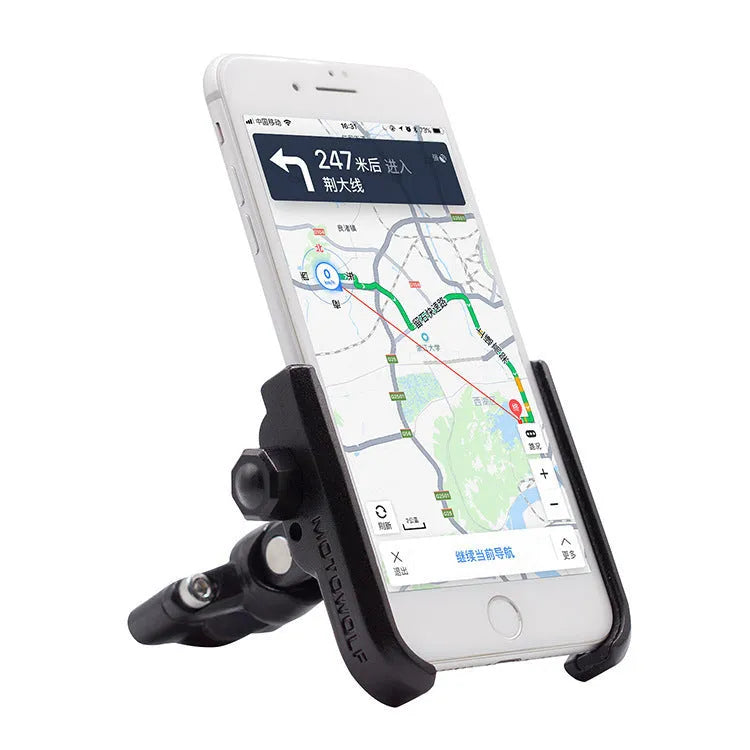 CS-622 bicycle motorcycle electric vehicle mobile phone holder in black mounted on handlebar