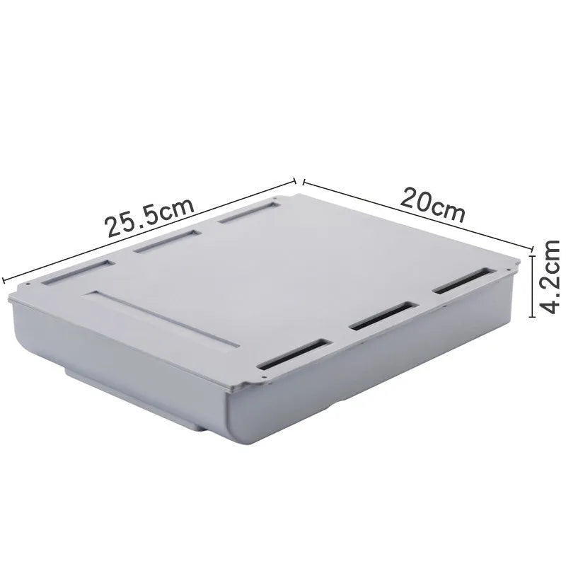 Japanese-style grey plastic drawer storage box for under-table stationery organisation