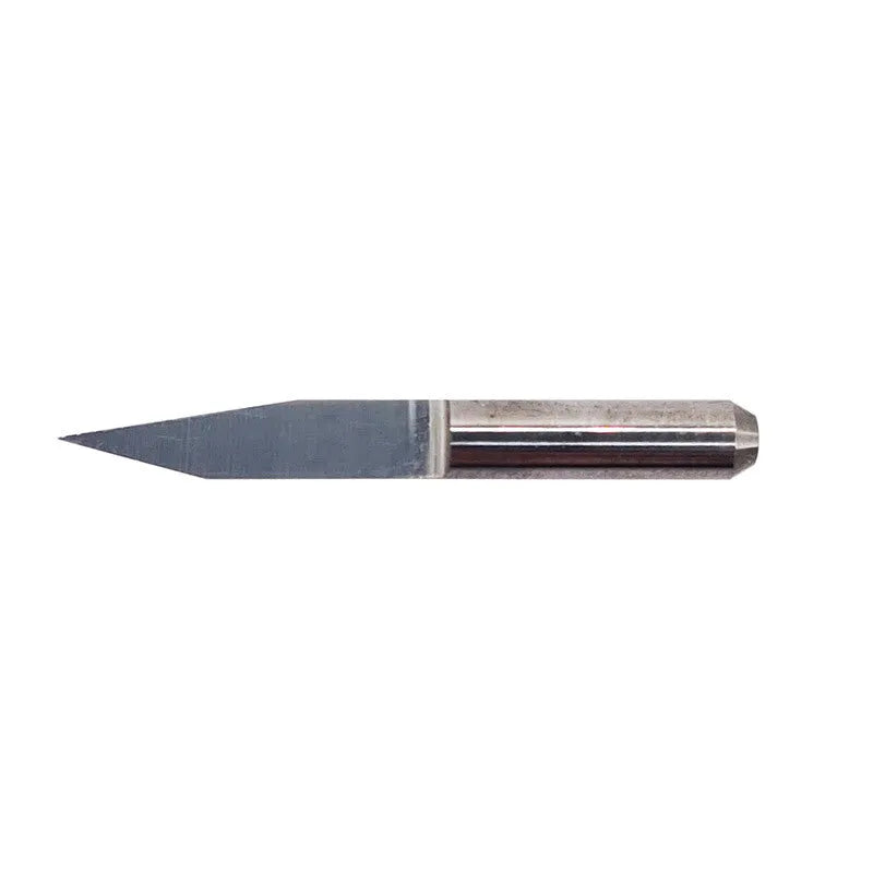 Ten tungsten steel engraving knives with sharp 45-degree tips for acrylic cutting, shown in packaging.
