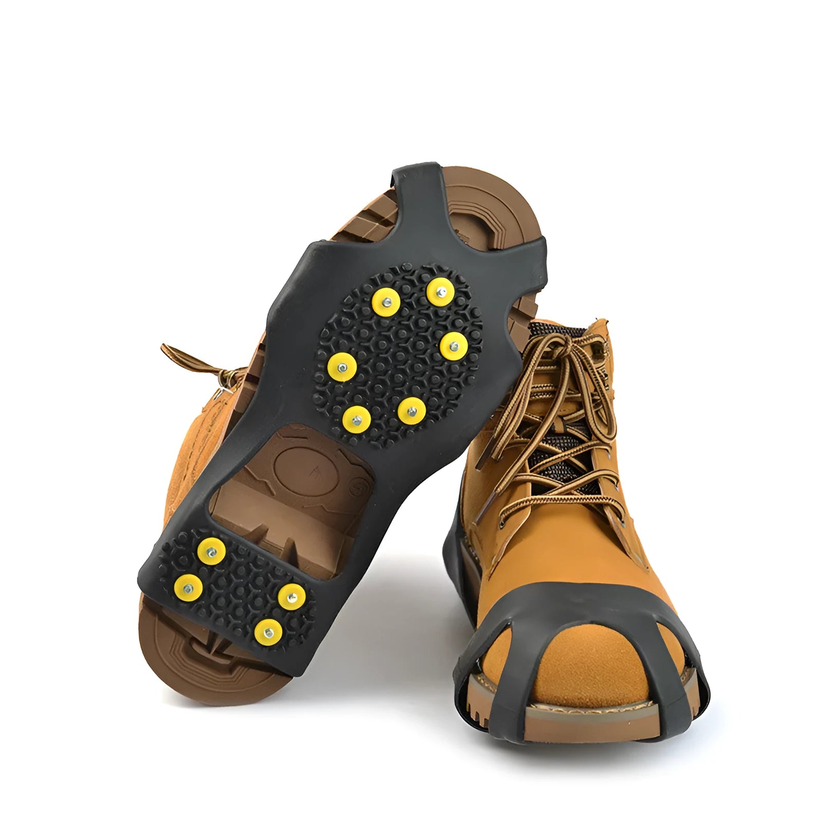 Black outdoor anti-skid ice chain with spikes for snow boots hiking and fishing