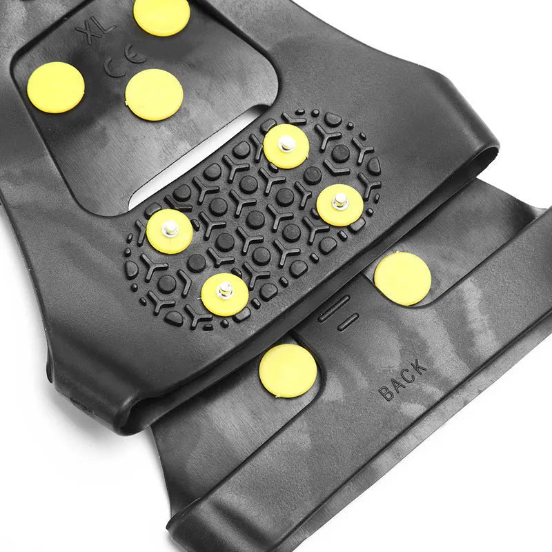 Black outdoor anti-skid ice chain with spikes for snow boots hiking and fishing
