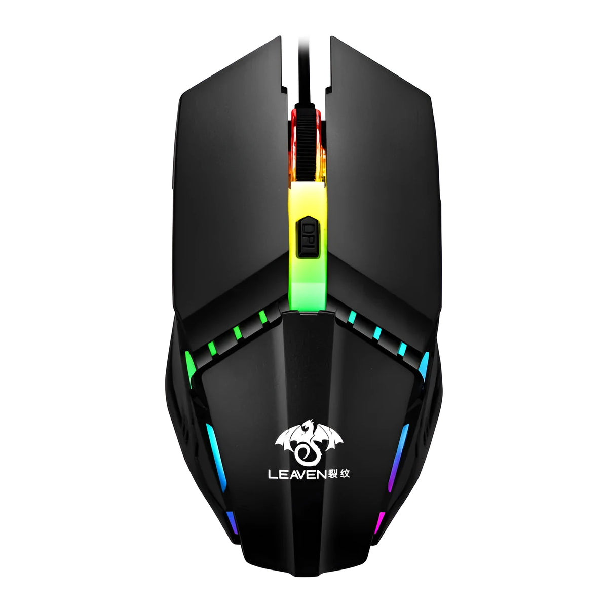 USB wired RGB mechanical mouse with 4000 DPI, seven buttons, ergonomic design, black colour