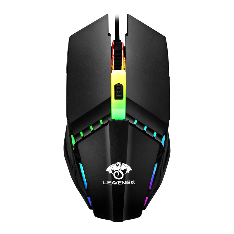 USB wired RGB mechanical mouse with 4000 DPI, seven buttons, ergonomic design, black colour