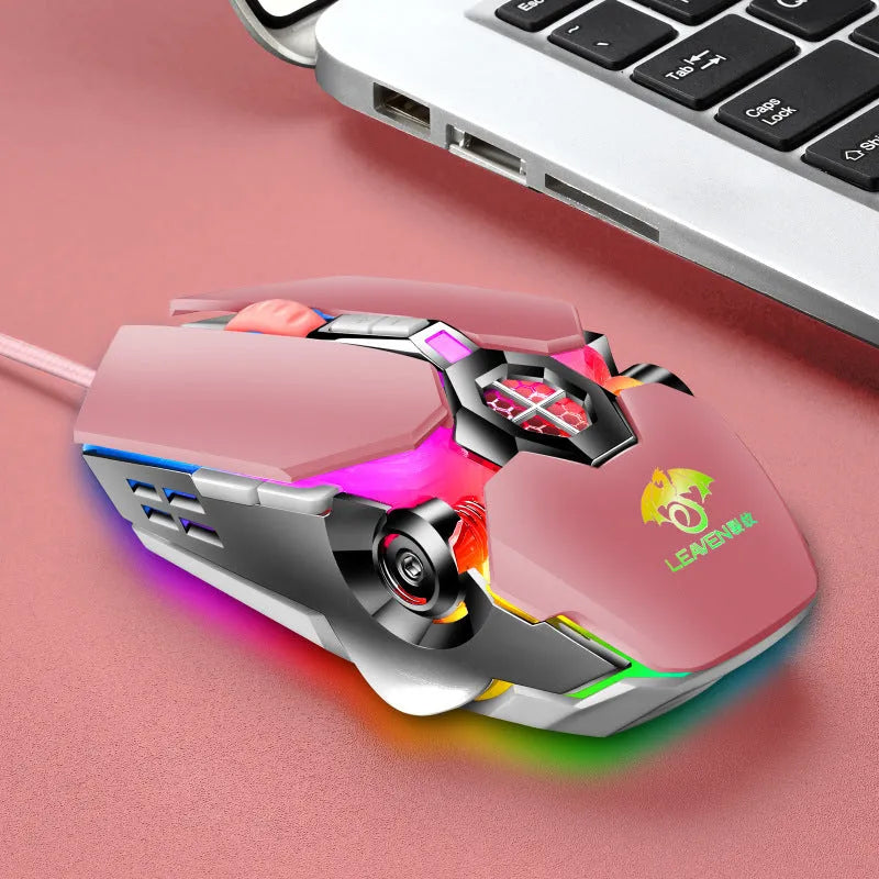 USB wired RGB mechanical mouse with 4000 DPI, seven buttons, ergonomic design, black colour