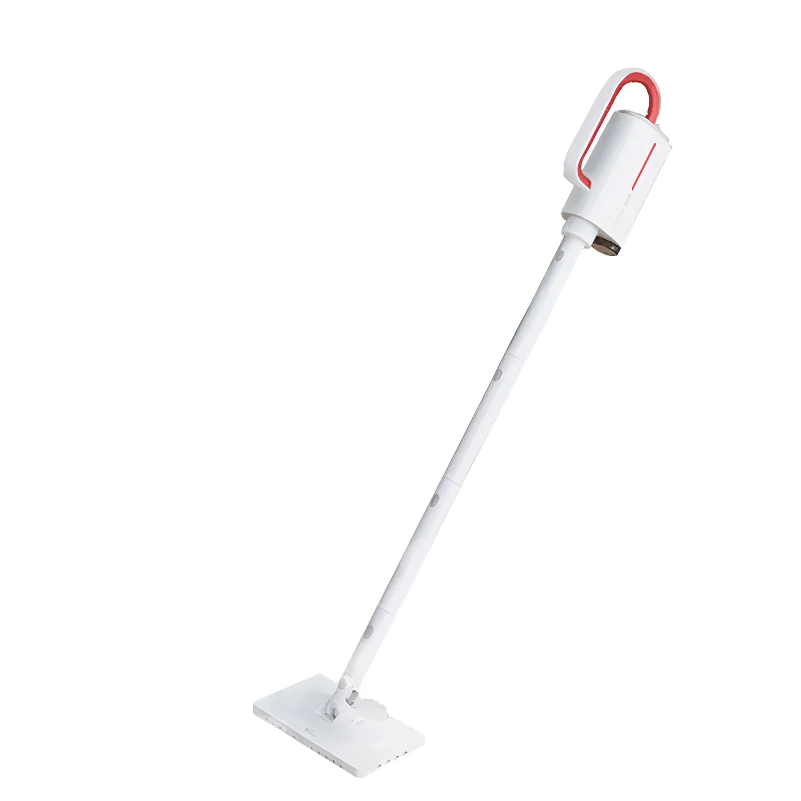 White Deerma ZQ610 steam cleaner main unit with five brush heads and connecting tubes laid out.