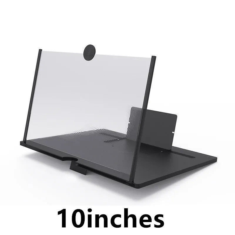 12-inch wood grain screen amplifier folding bracket for phones and tablets showing magnification effect