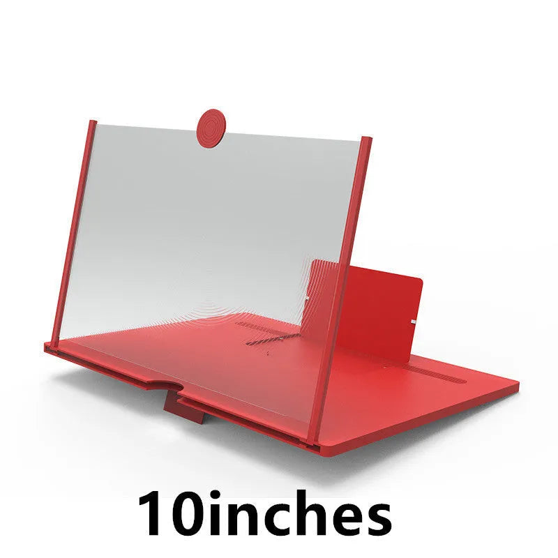 12-inch wood grain screen amplifier folding bracket for phones and tablets showing magnification effect