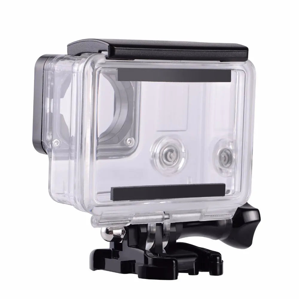 GoPro Hero 3+ and Hero 4 waterproof housing case with transparent construction showing camera inside