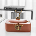 Resin ashtray with lid anti-fly ash in European style, round shape, 15x7cm