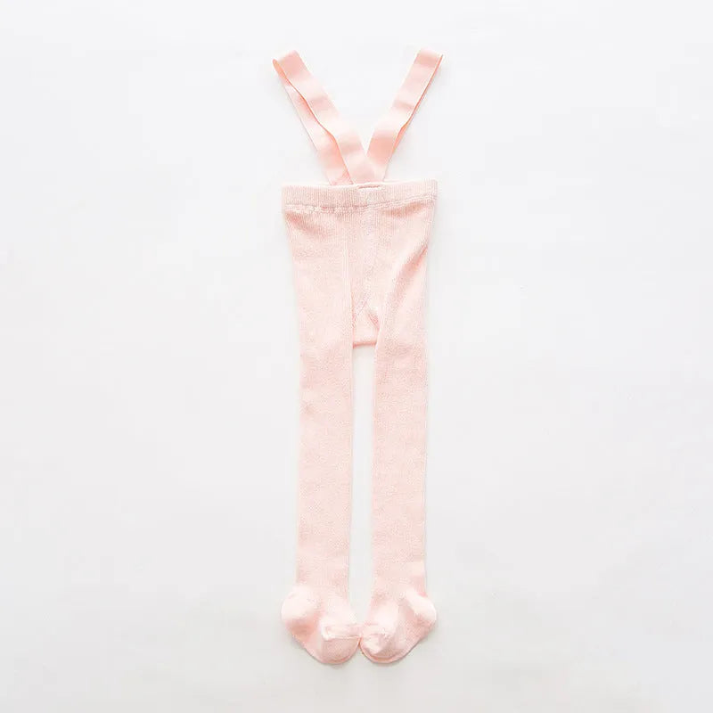 Combed cotton baby crawling cross overalls in pink with high-waist design
