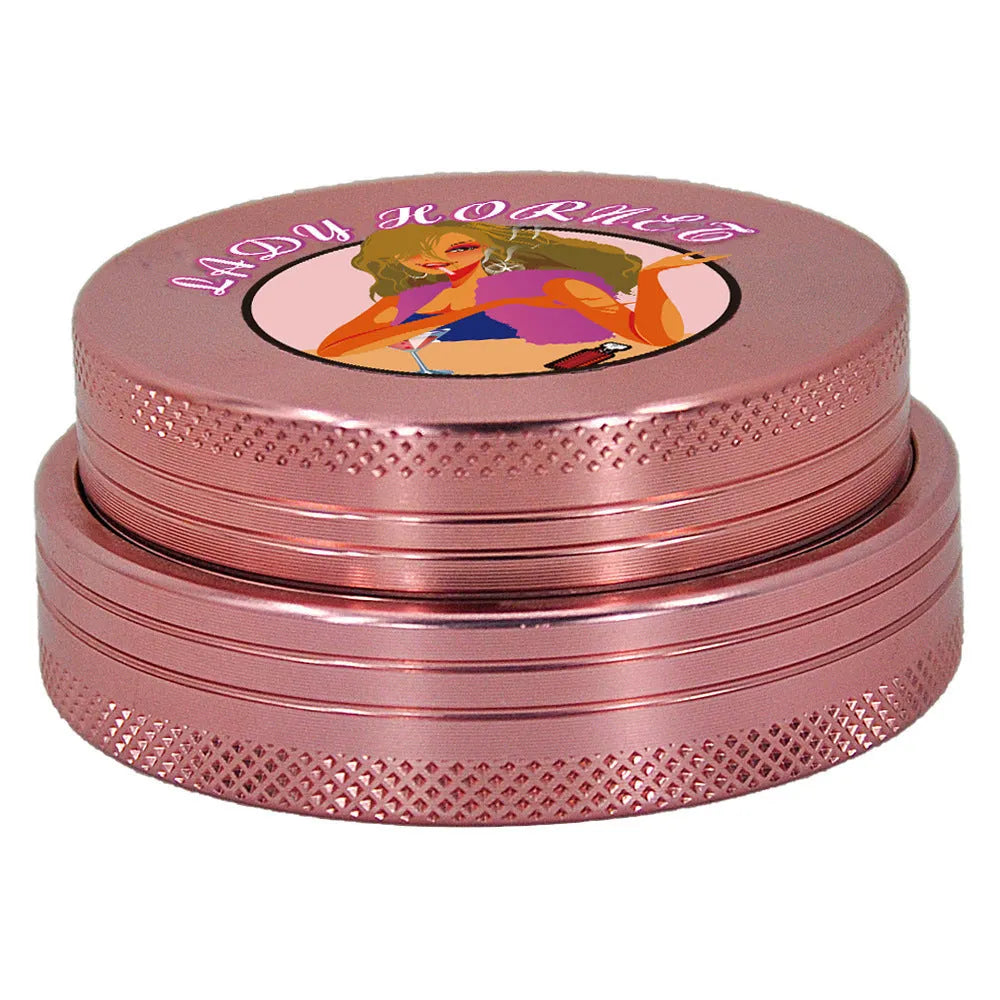 Pink ultra-thin portable four-layer cigarette grinding device with windproof function, pocket-sized smoker accessory